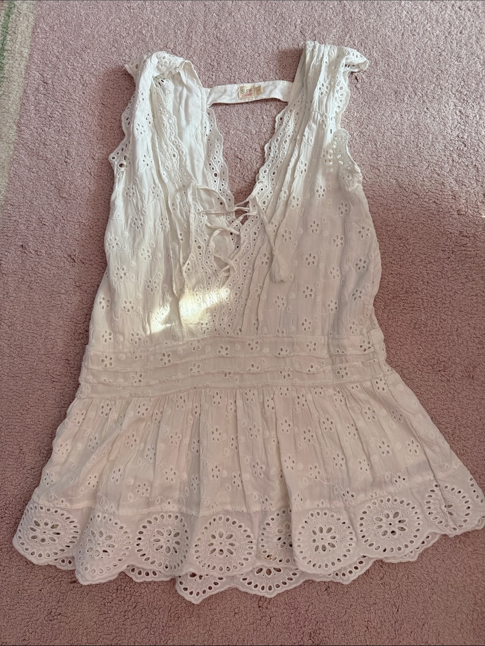 Surf Gypsy Women's White Eyelet Lace-Up dress